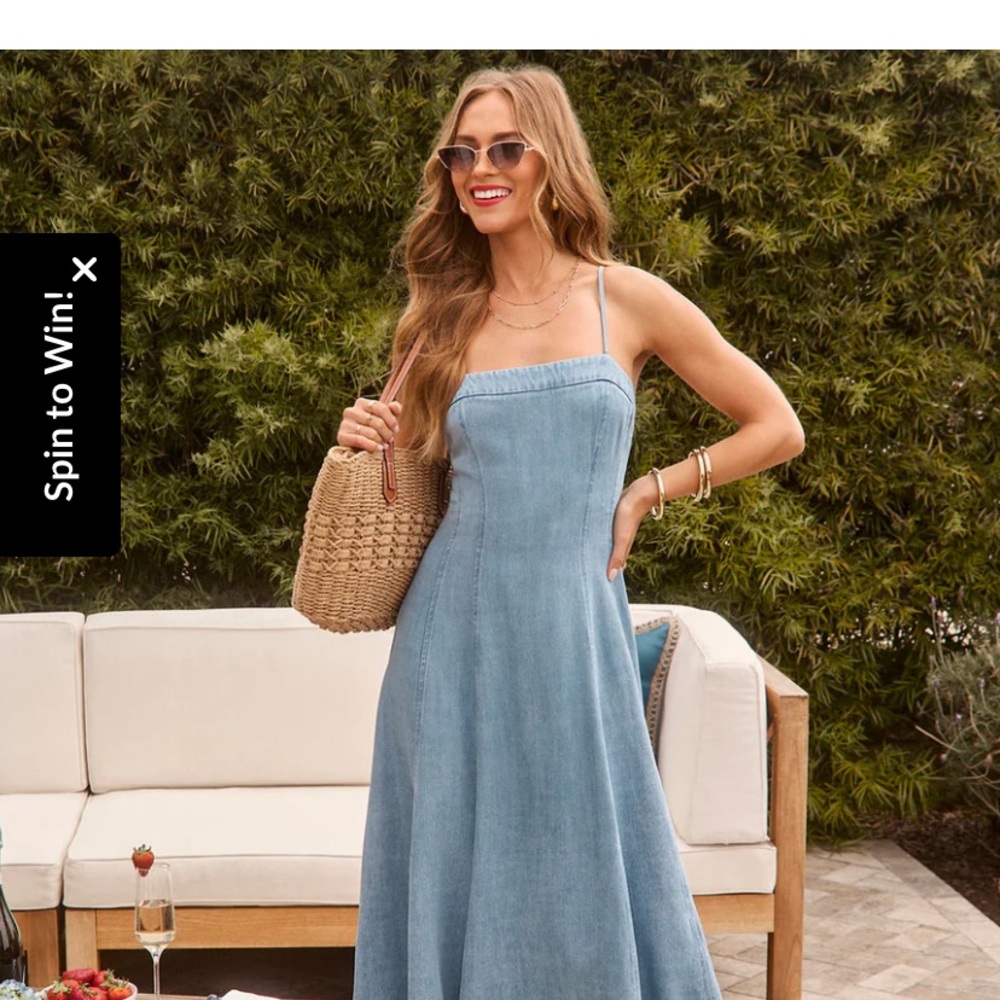 Vici Strapless Blue Denim Dress